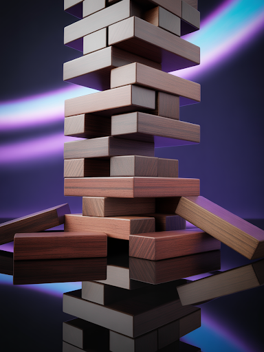 Anti-fragile blocks representing resilience and structural integrity in a high-tech neon environment